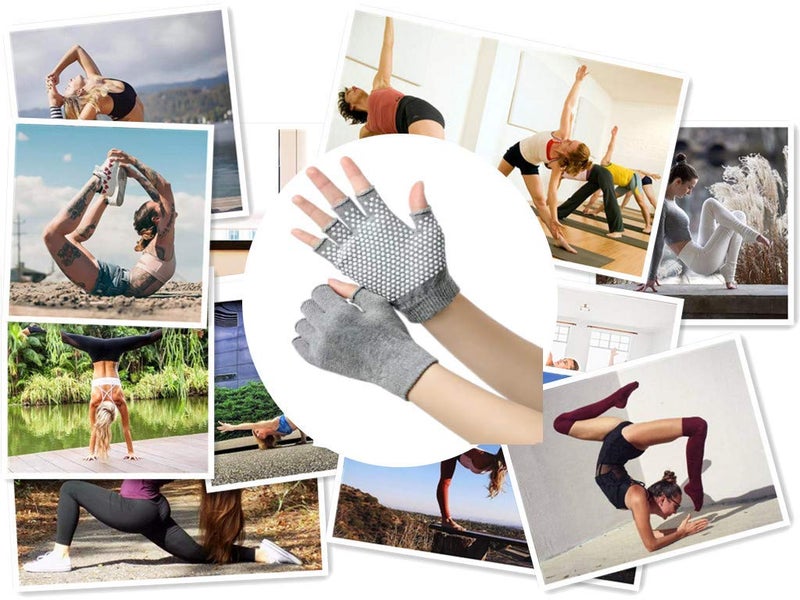 YL traV YL TRD V 2 Packs of Non Slip Fingerless Yoga Gloves with Grips for Women (with White Dots) - Image 4
